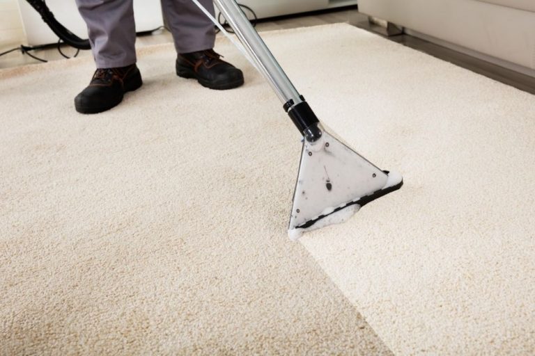 Steam cleaning a carpet with professional equipment in carins